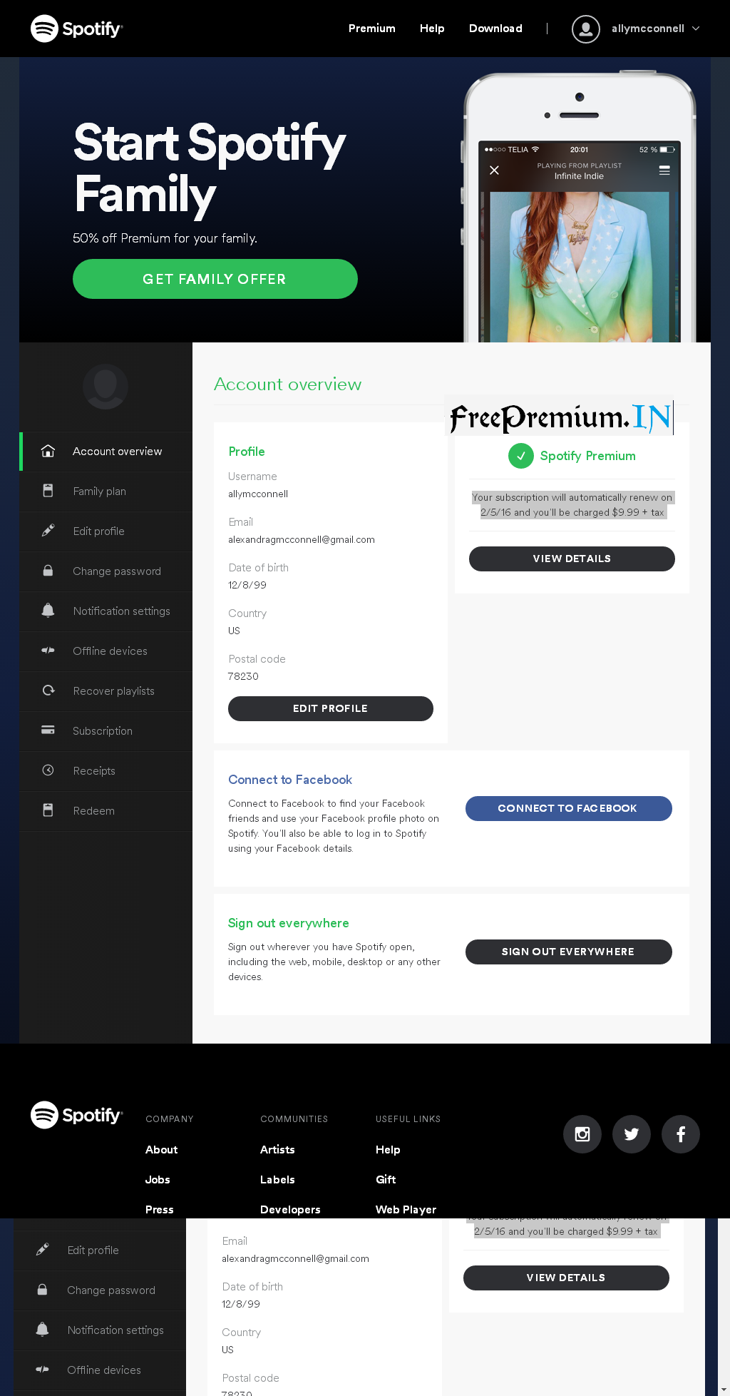 spotify premium cost per month